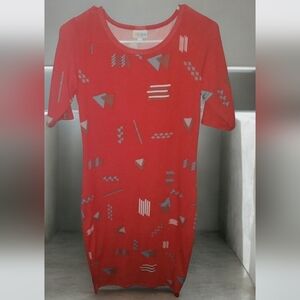 Lularoe Midi T-Shirt Dress Red Print Size S